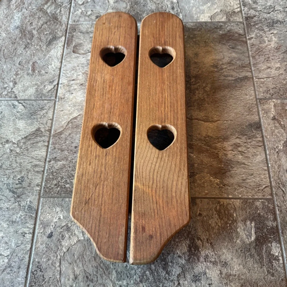 Cottagecore Vintage‎ Wooden Wall Shelf Heart Cutouts Shutter Doors Handcrafted
